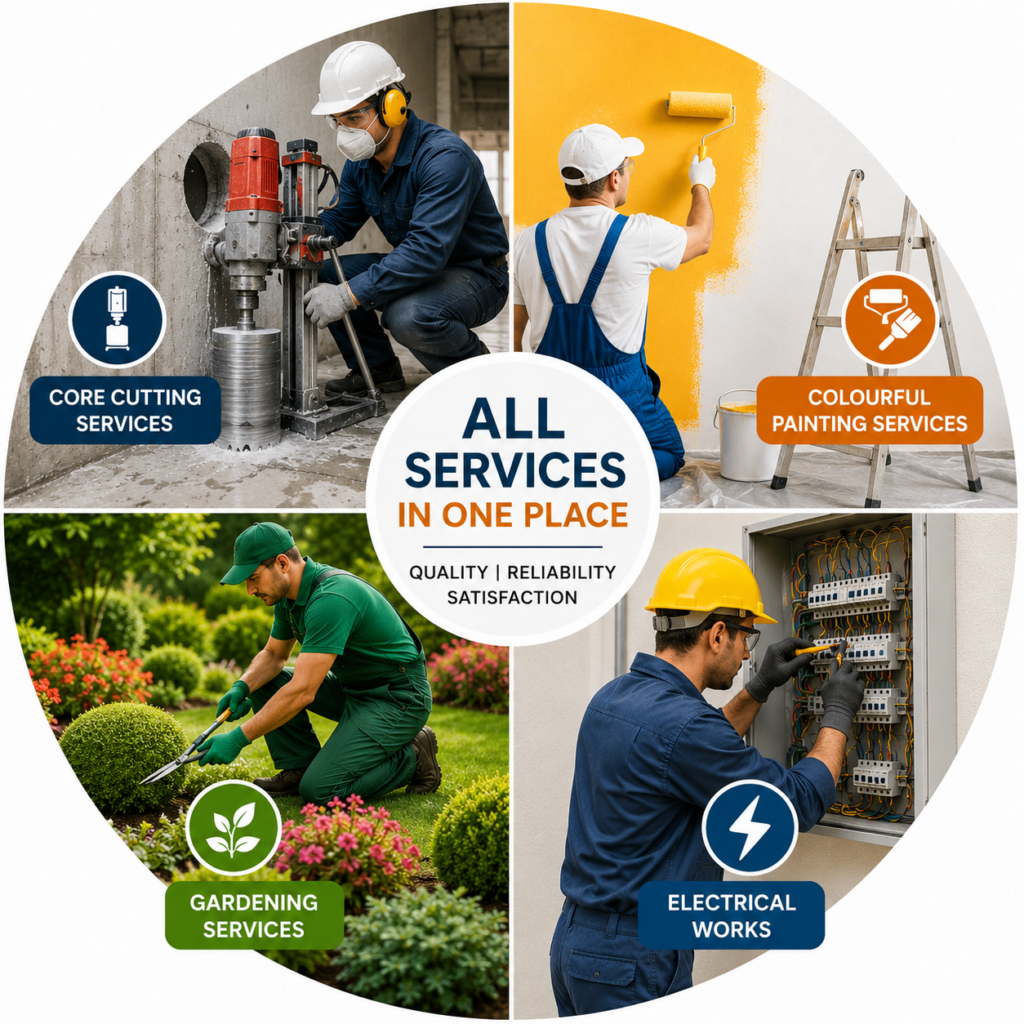 Core Cutting, Colourful Painting, Gardening and Electrical Works Services in UAE